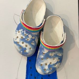 Sky design with rainbow strap clogs crocs